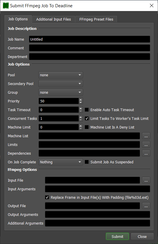 ffmpeg options for recieving stream